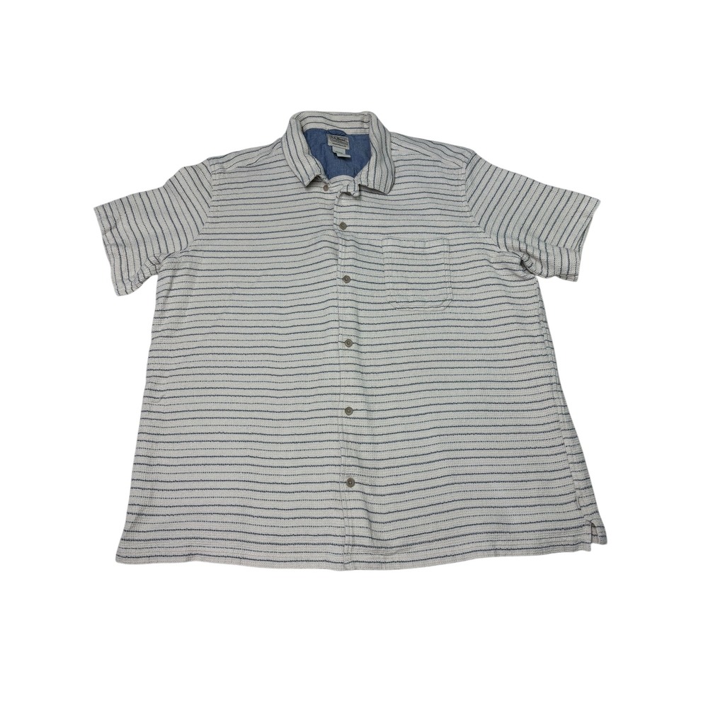 L.L. Bean Mens‎ XXL Regular Fit Short Sleeve Striped Cotton Waffle Shirt